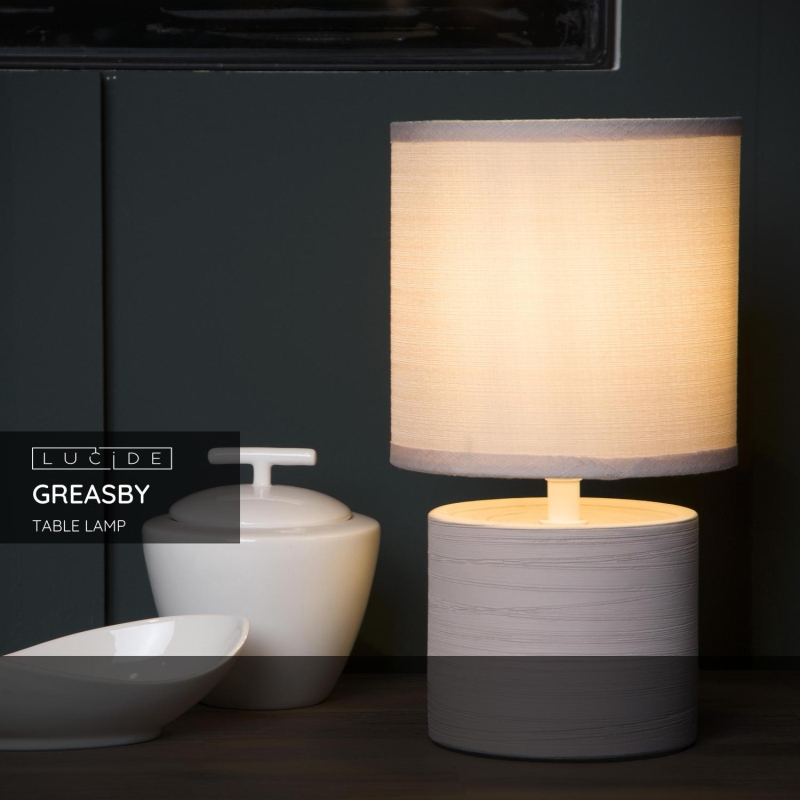 Lucide GREASBY - Stolná lampa - Ø 14 cm - 1xE14 - Krémová